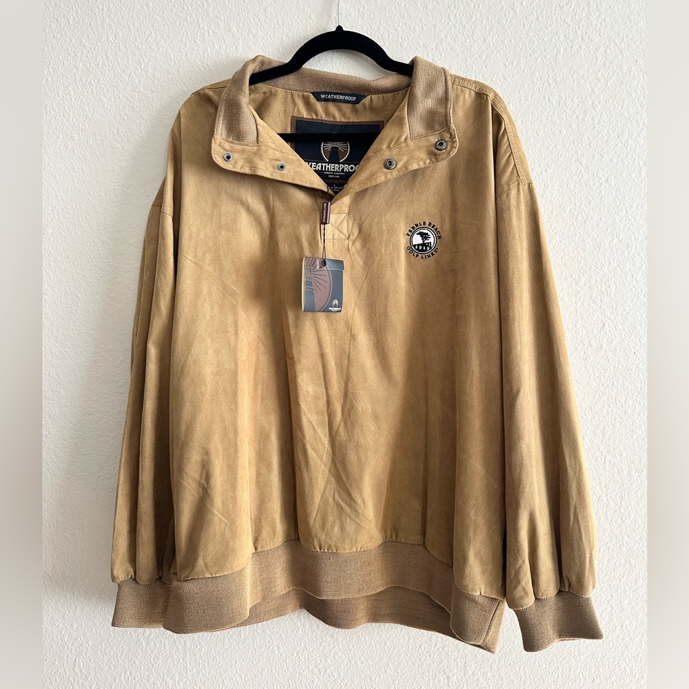 NWT Pebble Beach Weatherproof Vintage Pullover Sweatshirt in Tan Size Large